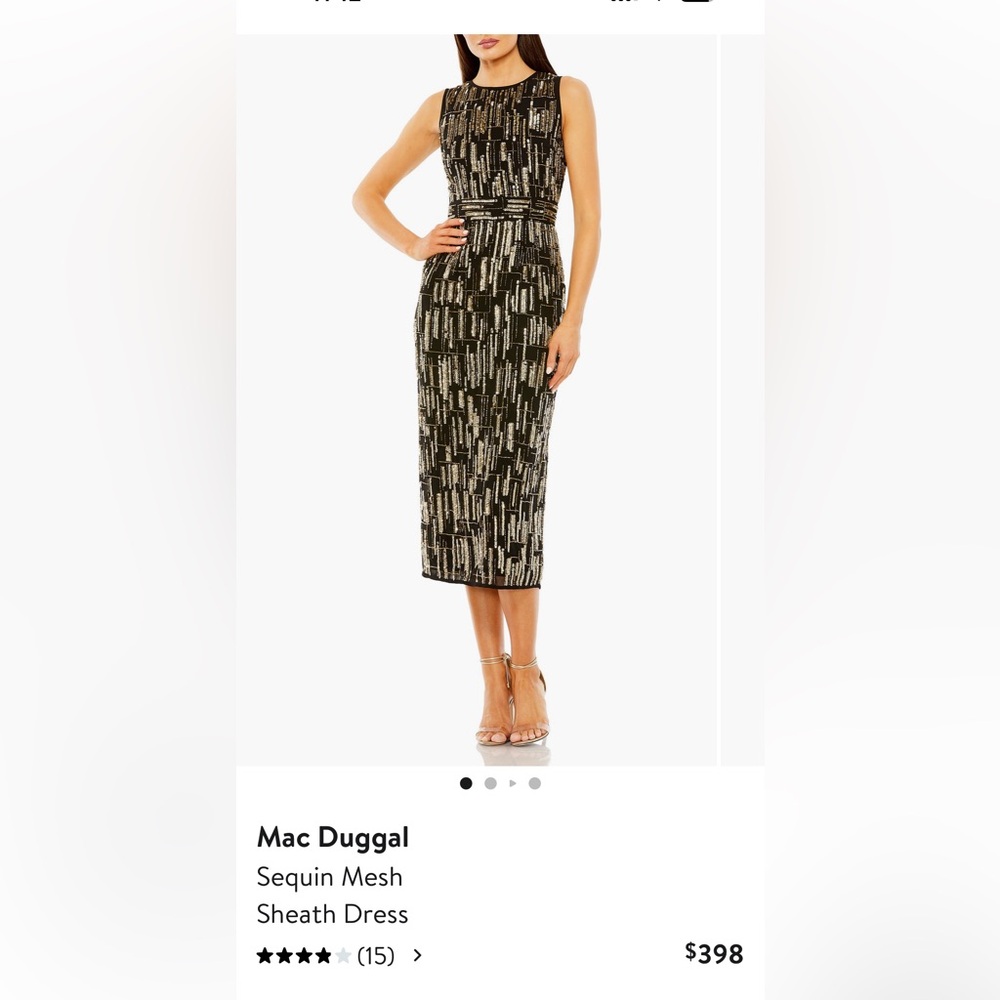 Mac Duggal Black and Gold Halter Midi Dress